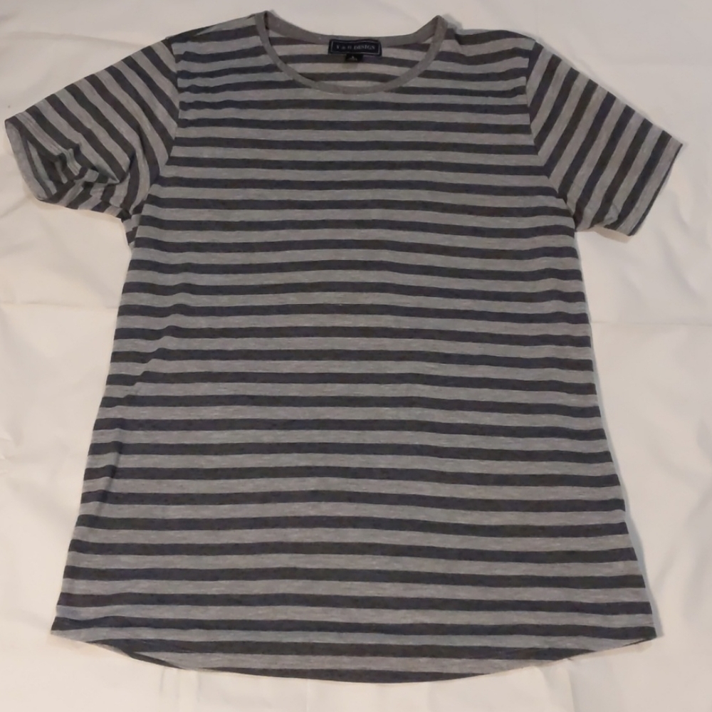 Young & Hip Edward striped tee - Gray/charcoal